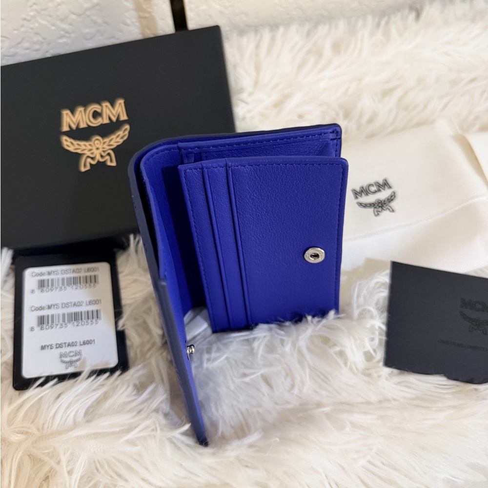 MCM Vibrant Blue Card Holder Bills Wallet